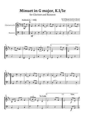 Book cover for Minuet in G major, K.1/1e (Clarinet and Bassoon) - W. A. Mozart