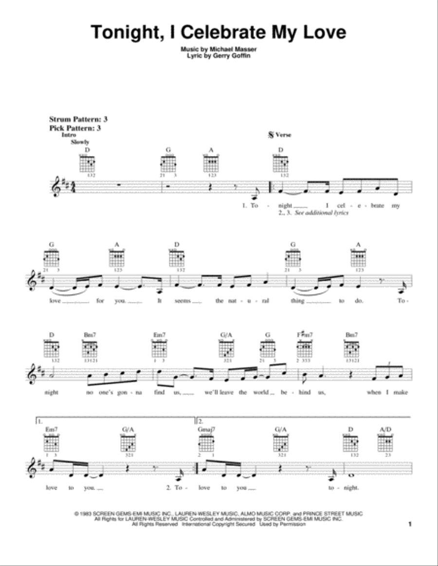 I Celebrate My Love, Tonight Acoustic Guitar scores gallery preview page 1