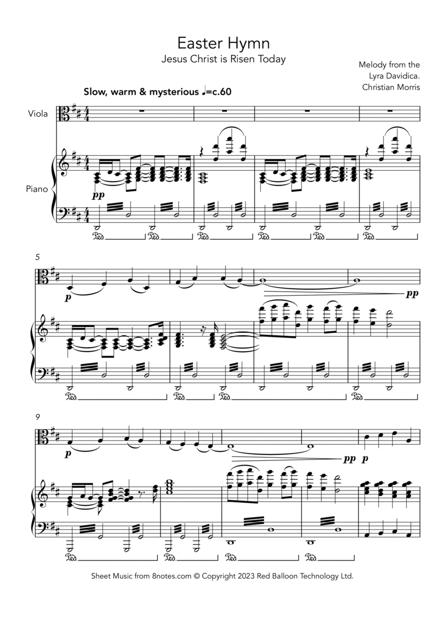 Easter Hymn (Jesus Christ is Risen Today) Viola scores gallery preview page 1