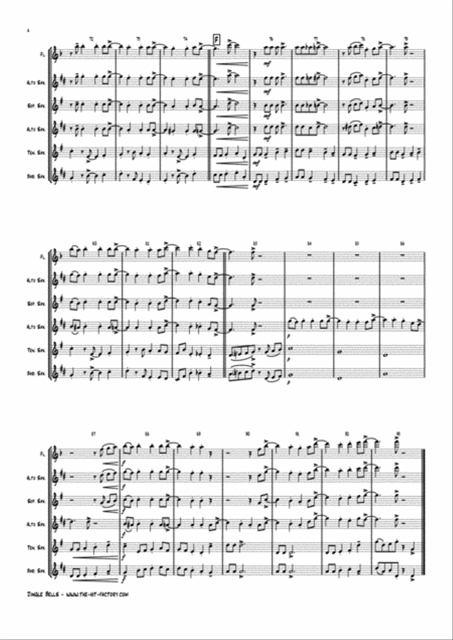 Jazzy Jingle Bells - Christmas Swing - Saxophone Trio Woodwind Trio scores gallery preview page 4