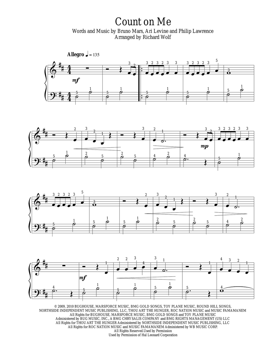 Count On Me Easy Piano scores gallery preview page 1
