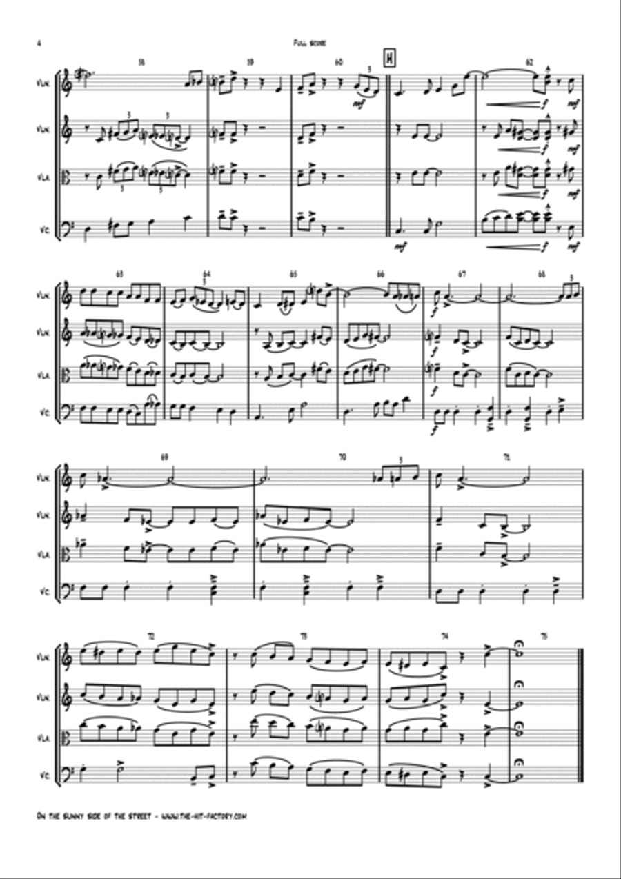 On The Sunny Side Of The Street String Trio scores gallery preview page 4