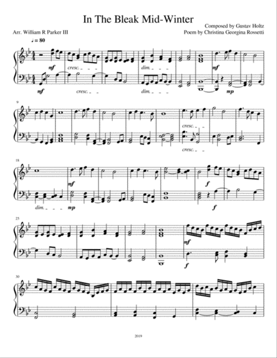 In The Bleak Mid-Winter Piano Solo scores gallery preview page 1