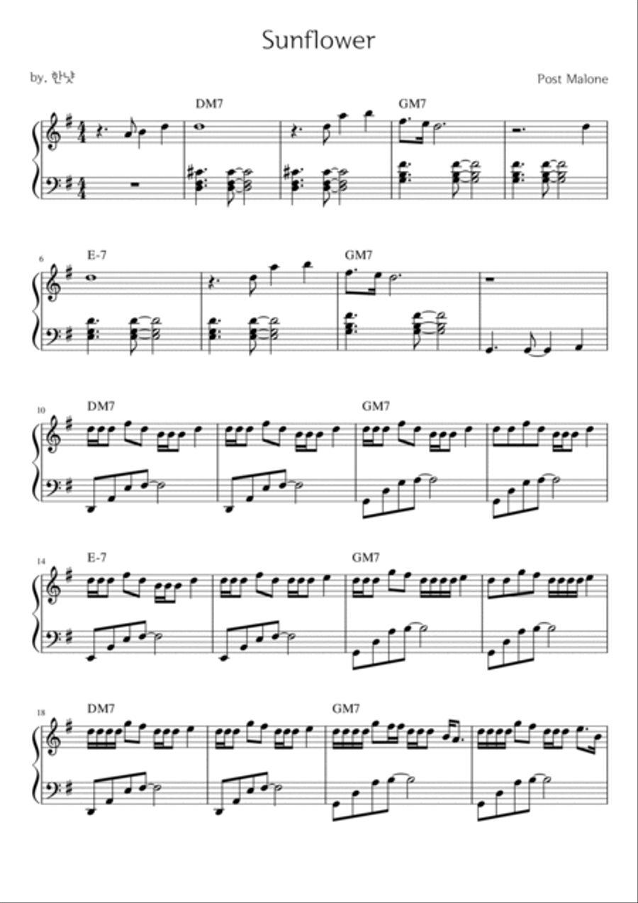 Sunflower Piano Solo scores gallery preview page 2
