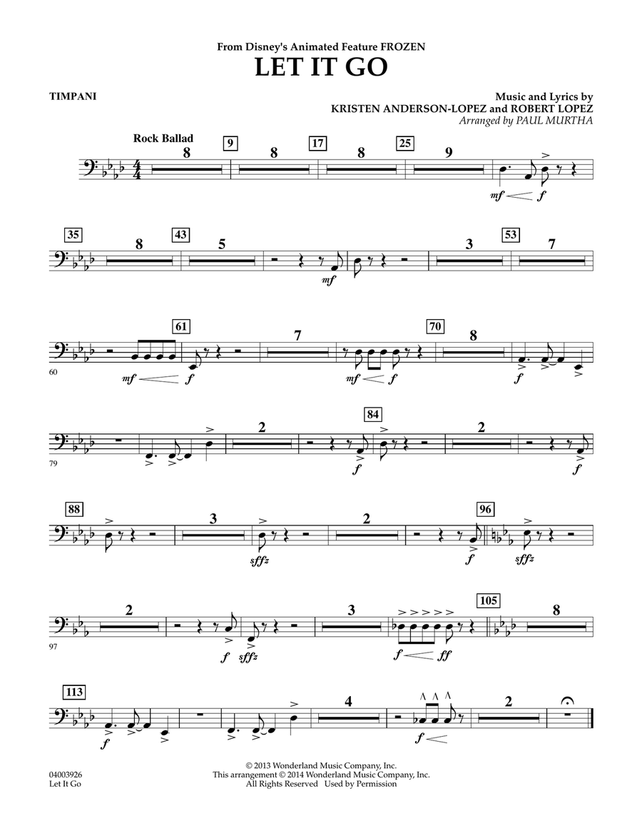 Let It Go - Timpani Concert Band scores gallery preview page 1