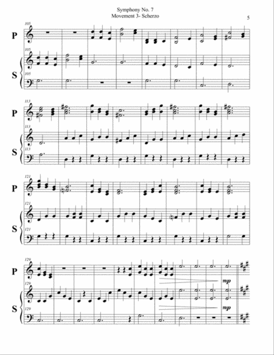 Beethoven Symphony No. 7, Scherzo,Carillon DUET Small Ensemble scores gallery preview page 5