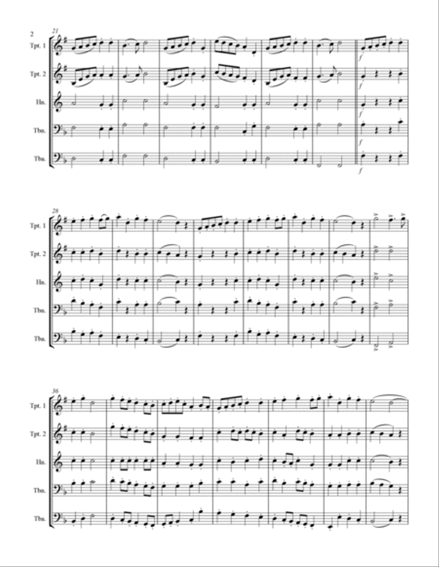 Holst - Second Suite for Military Band in F (for Brass Quintet) Brass Quintet scores gallery preview page 3