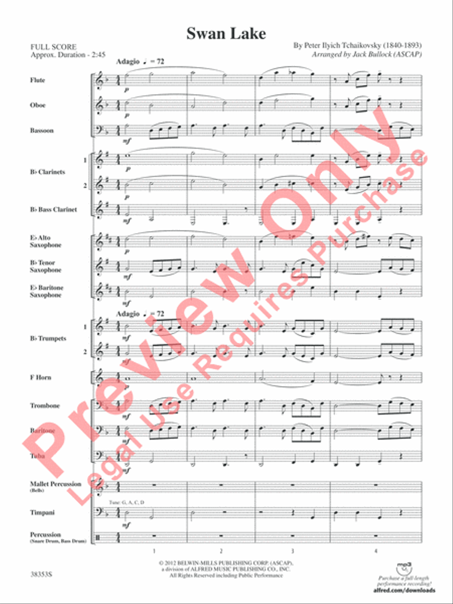 Swan Lake Swan Lake Concert Band scores gallery preview page 3