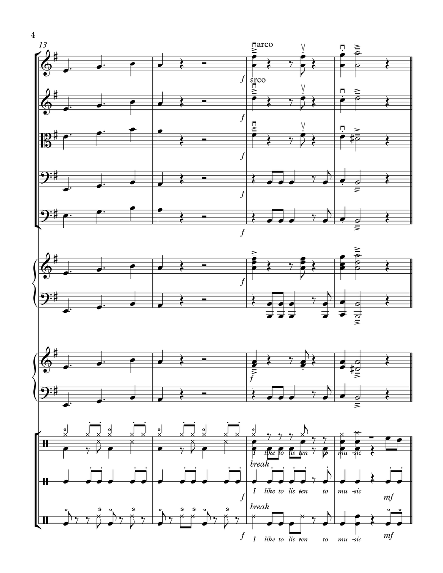 I Like to Listen to Music String Orchestra scores gallery preview page 5