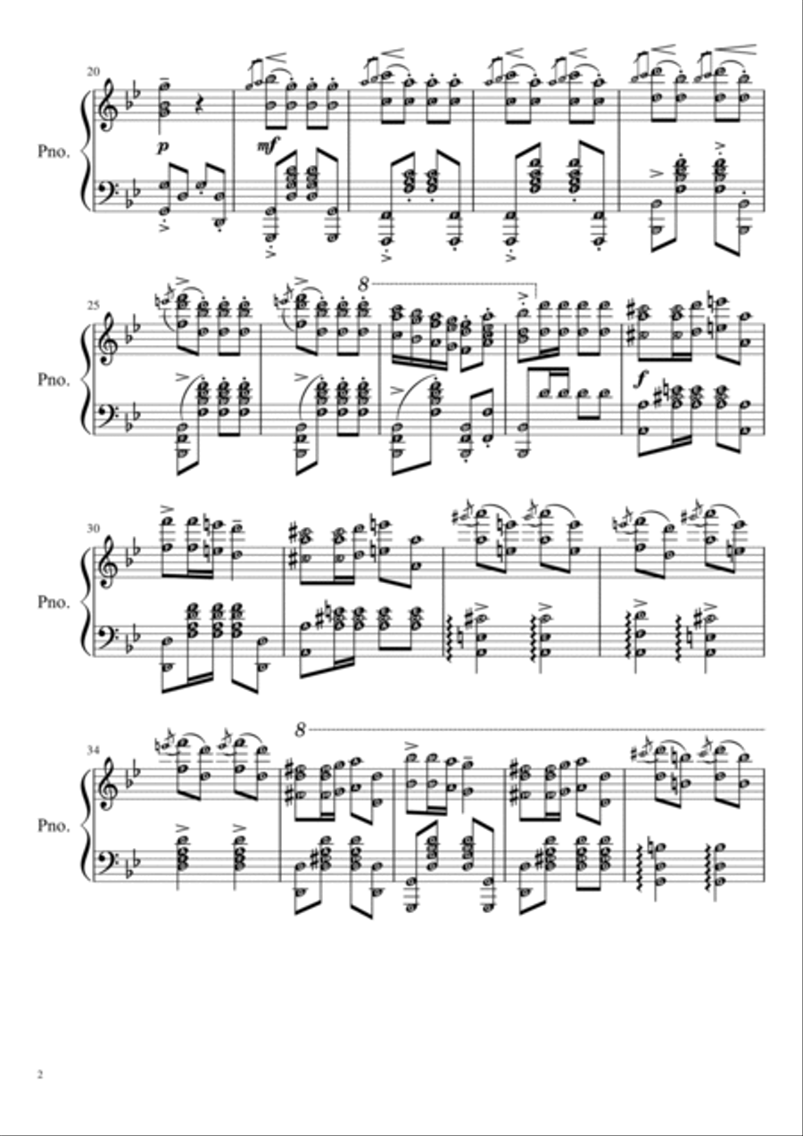Turkish March (Marcia Alla Turca) by BEETHOVEN | Piano Solo Grade 5 with note names Piano Solo scores gallery preview page 2