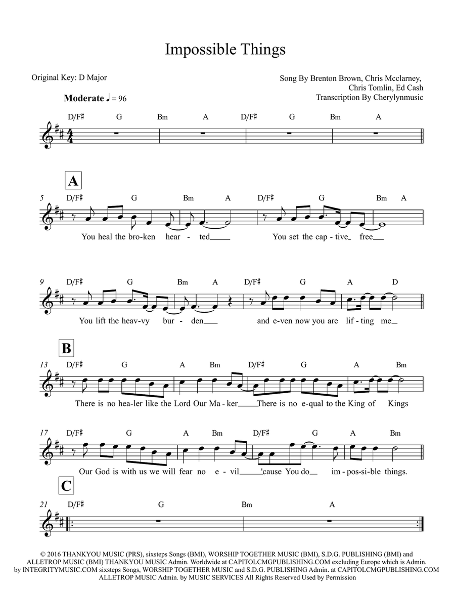 Impossible Things Choir scores gallery preview page 1