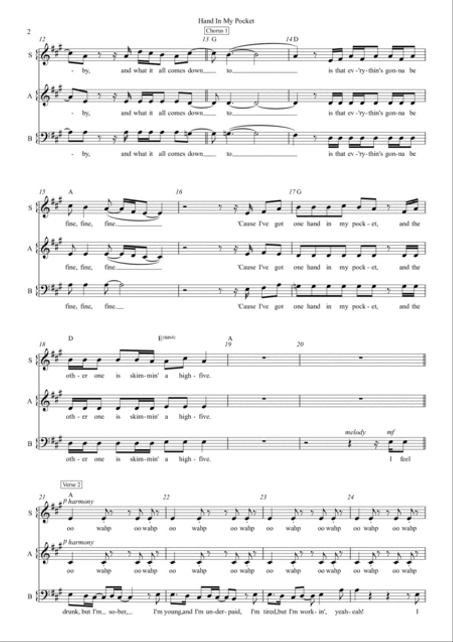Hand In My Pocket Hand In My Pocket 3-Part scores gallery preview page 2