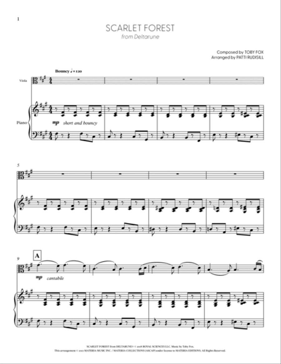 Scarlet Forest (from DELTARUNE) (for Solo Viola with Piano Accompaniment) Piano Accompaniment scores gallery preview page 2