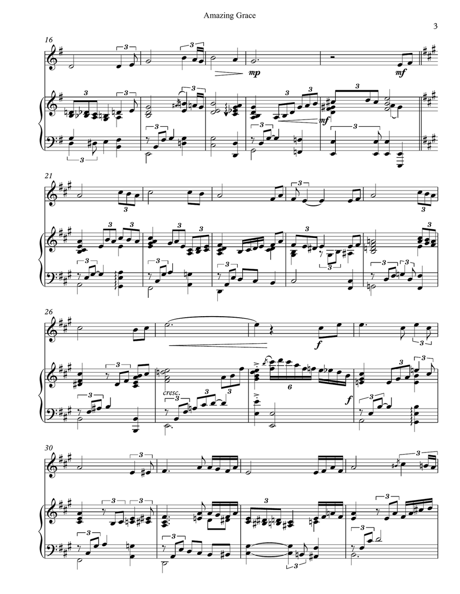 Amazing Grace for Violin and Piano Violin scores gallery preview page 3