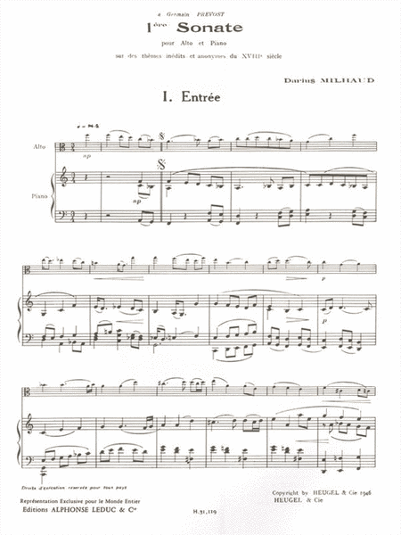 1st Sonata For Viola And Piano (viola And Piano)