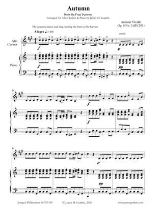 Vivaldi: Autumn from the Four Seasons for Alto Clarinet & Piano