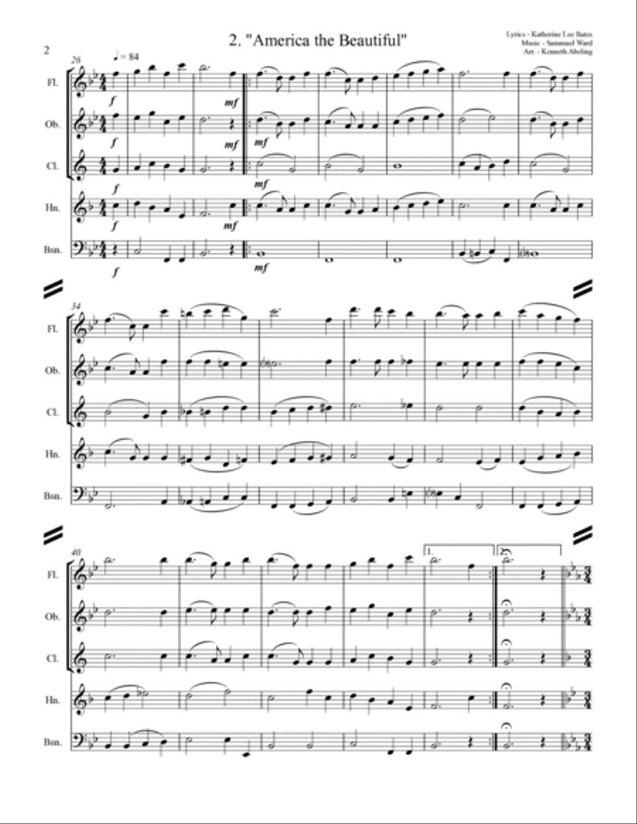 The U.S. National Anthem and The Americas (for Woodwind Quintet) image number null
