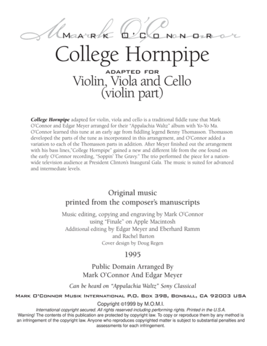 College Hornpipe (violin part - vln, vla, cel) image number null