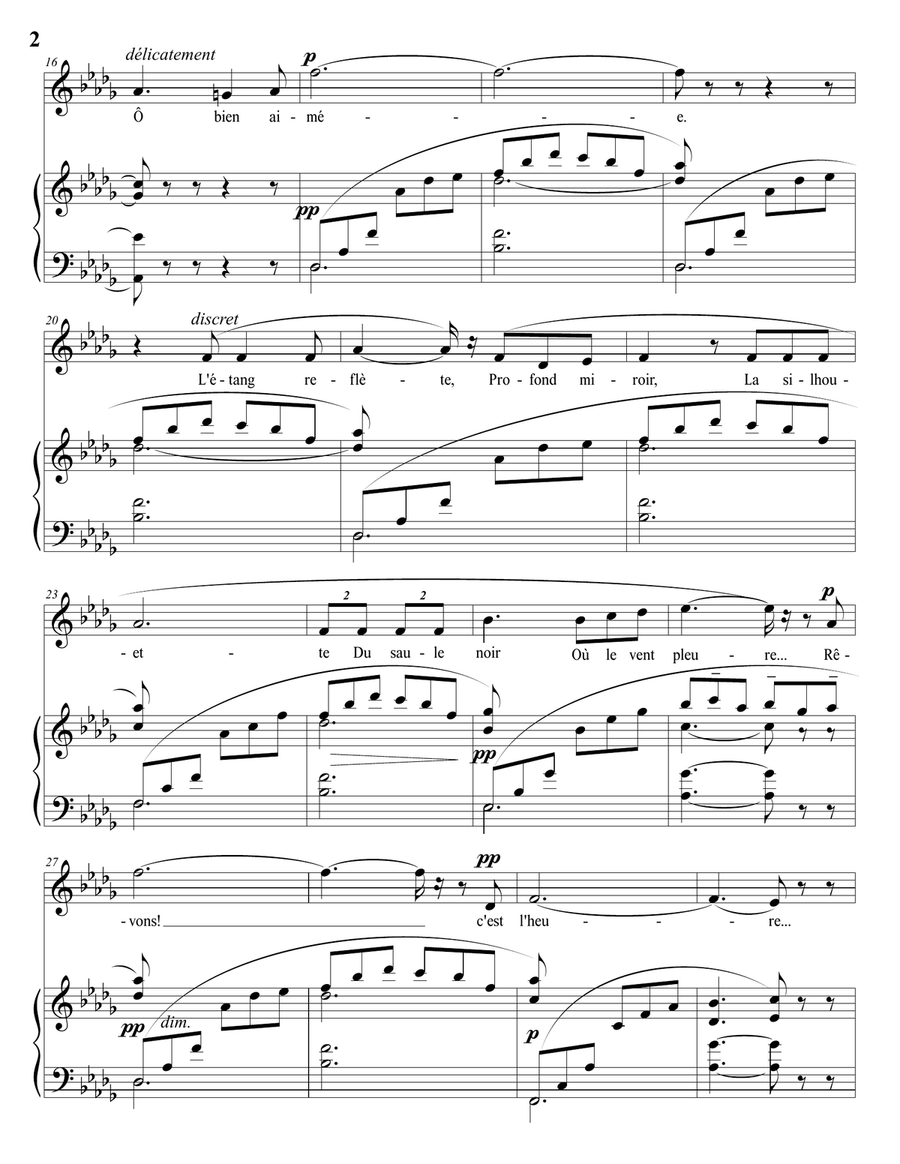 HAHN: L'heure exquise (in 3 medium keys: D-flat, C, B major) Piano, Vocal scores gallery preview page 3