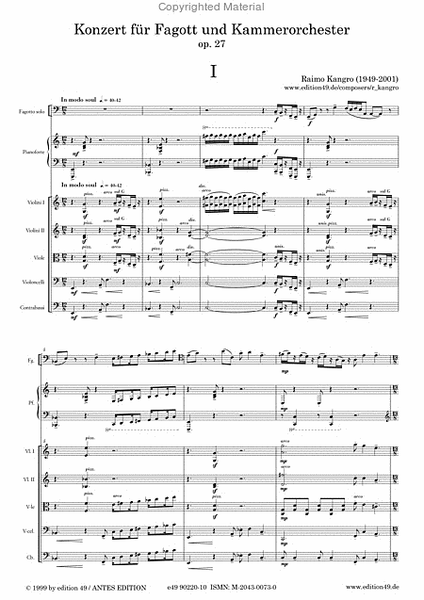 Konzert fur Fagott und Kammerorchester, op. 27