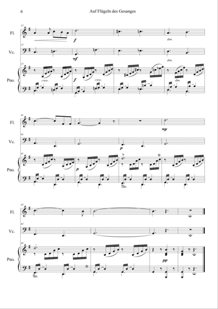 Auf Flugeln des Gesanges Easy Version in G Cello scores gallery preview page 6