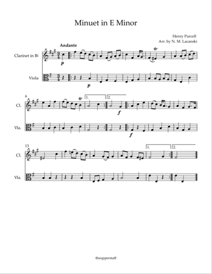 Minuet in E Minor Clarinet scores gallery preview page 2