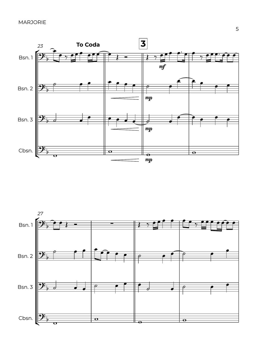 Marjorie Bassoon Quartet scores gallery preview page 5