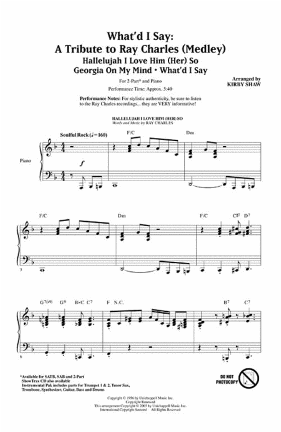 What'd I Say – A Tribute to Ray Charles (Medley) 2-Part scores gallery preview page 2