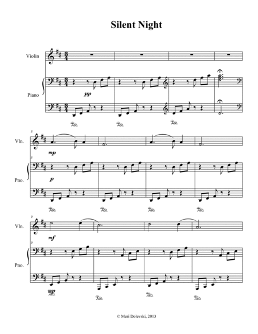 Silent Night: violin/piano Violin Solo scores gallery preview page 2