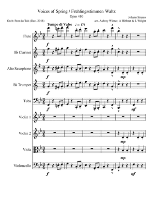 Voices of Spring / Frühlingsstimmen Waltz, Op. 410 - J Strauss Jr. (Mixed Ensemble)