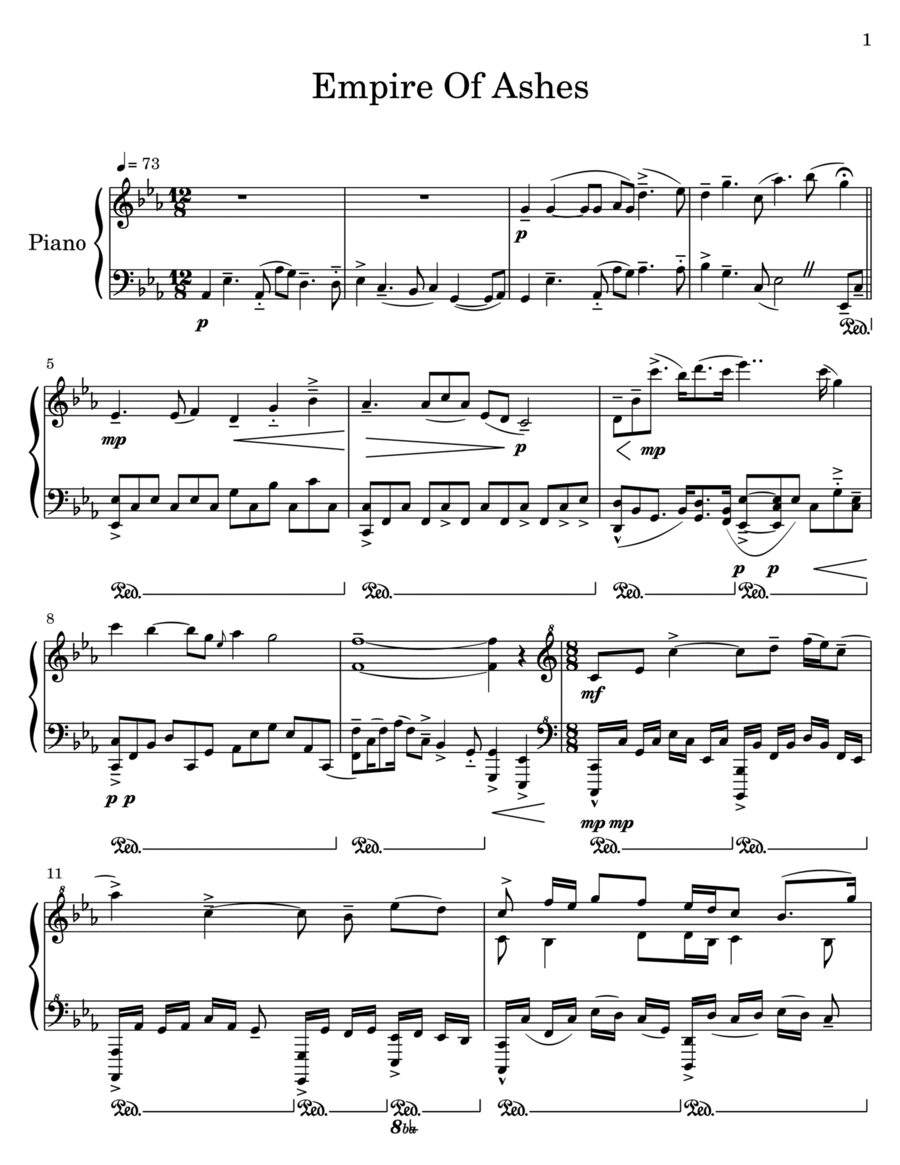 Empire of Ashes Empire of Ashes Piano Solo scores gallery preview page 1