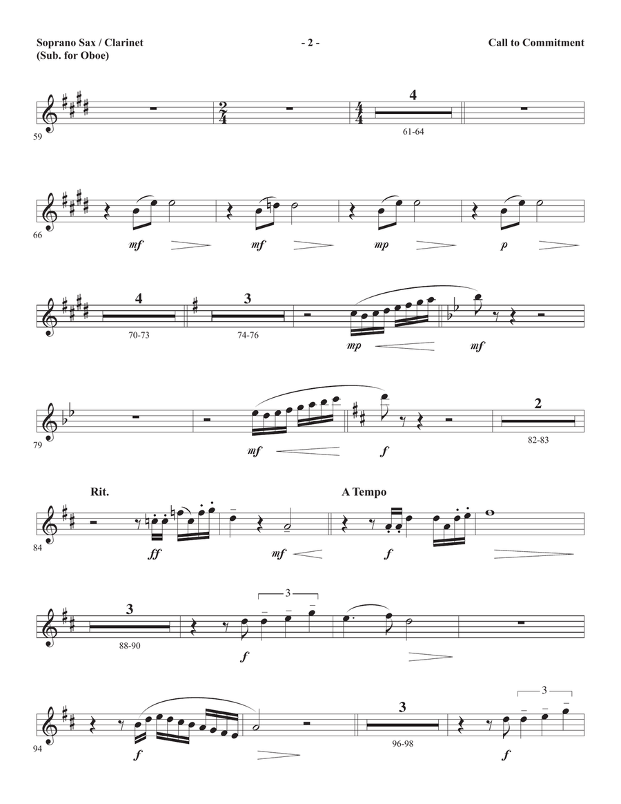 Call To Commitment - Soprano Sax/Clarinet(sub oboe) Choir scores gallery preview page 2
