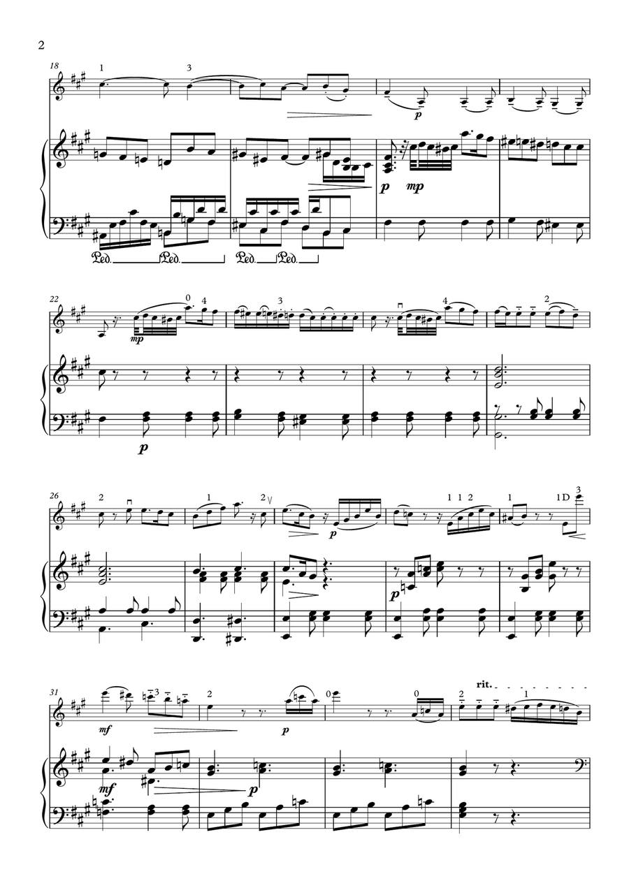 Mozart Piano Concerto #23: Adagio for violin and piano Violin Solo scores gallery preview page 2