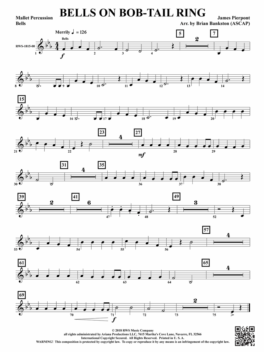 Bells on Bob-Tail Ring: Mallets Percussion scores gallery preview page 1
