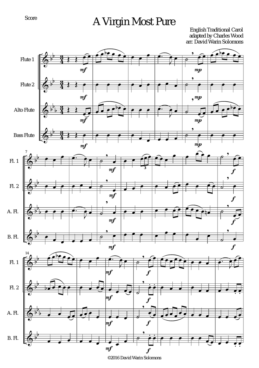 A Virgin Most Pure for flute quartet Flute Quartet scores gallery preview page 1