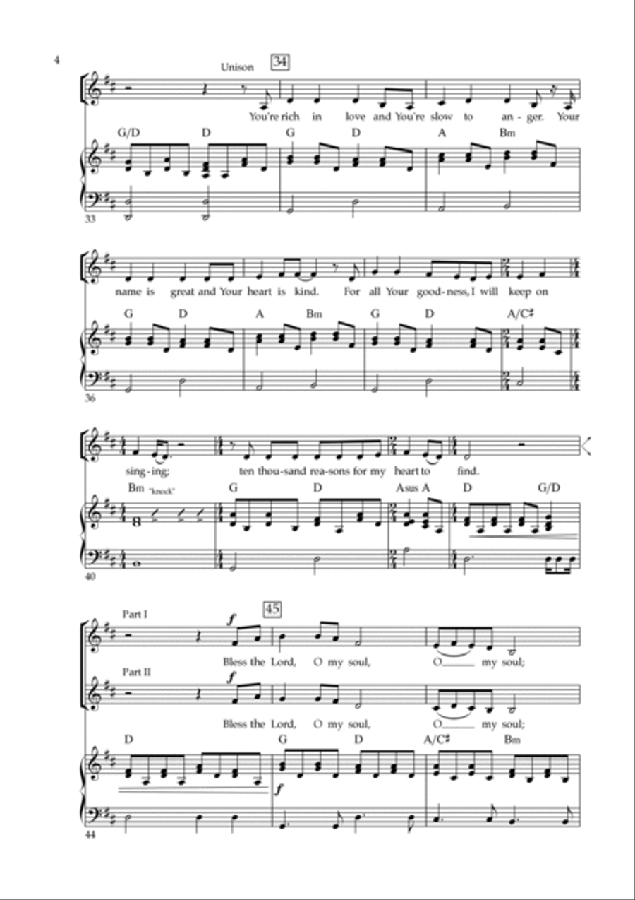 10,000 Reasons (bless The Lord) 2-Part scores gallery preview page 4