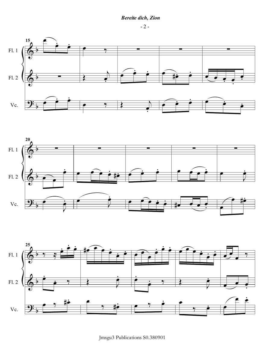 Bach: Christmas Trio for 2 Flutes & Cello Small Ensemble scores gallery preview page 3