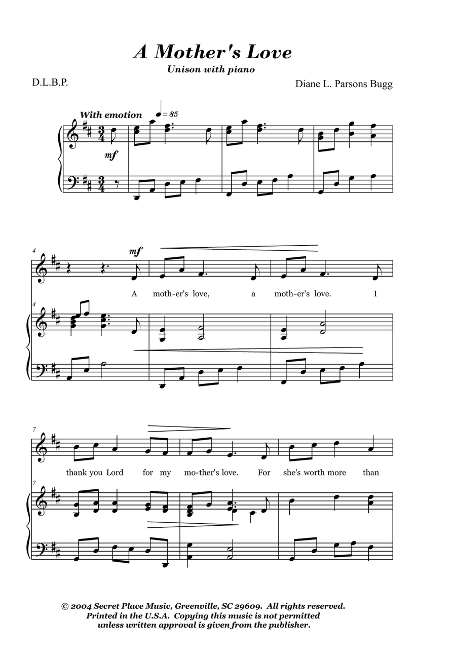 A Mothers Love 2-Part scores gallery preview page 1