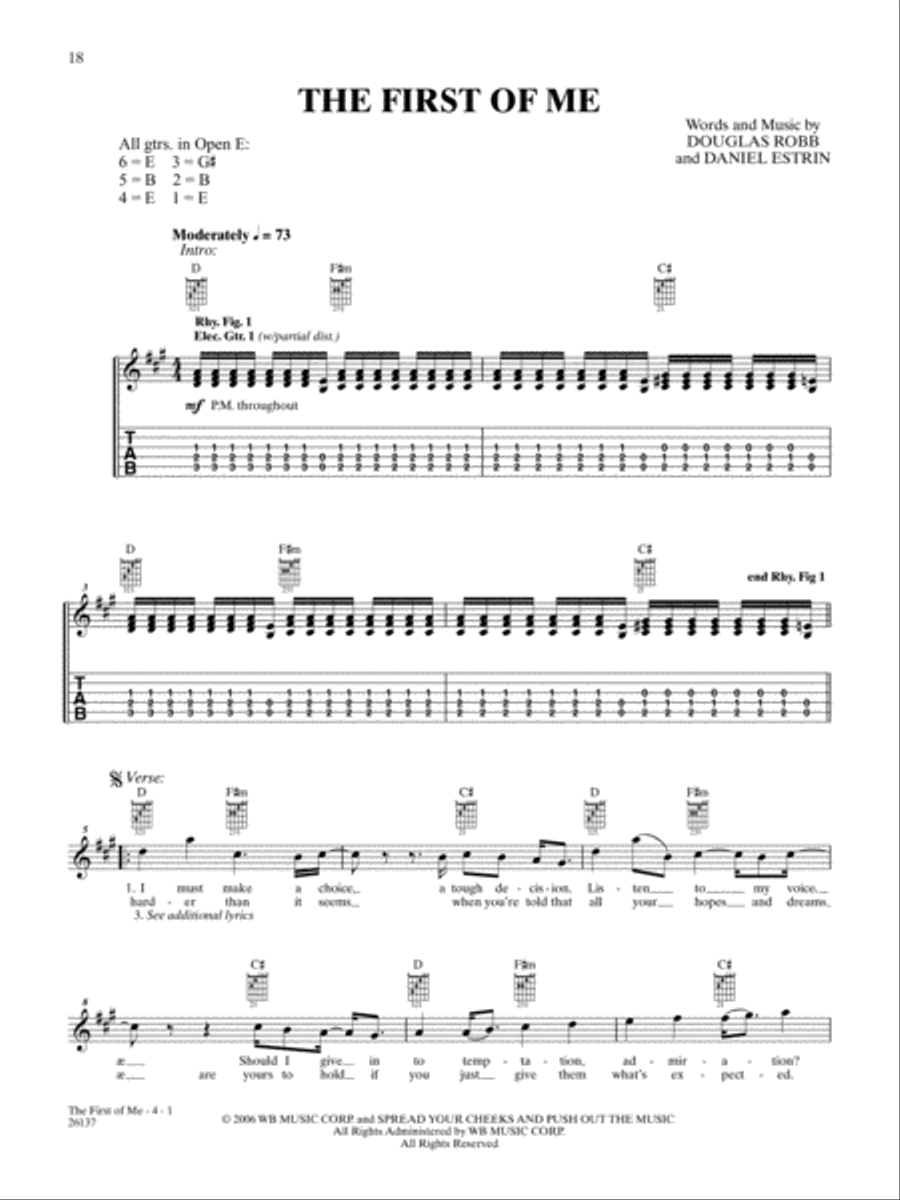 The First Of Me The First Of Me Guitar Tablature scores gallery preview page 1