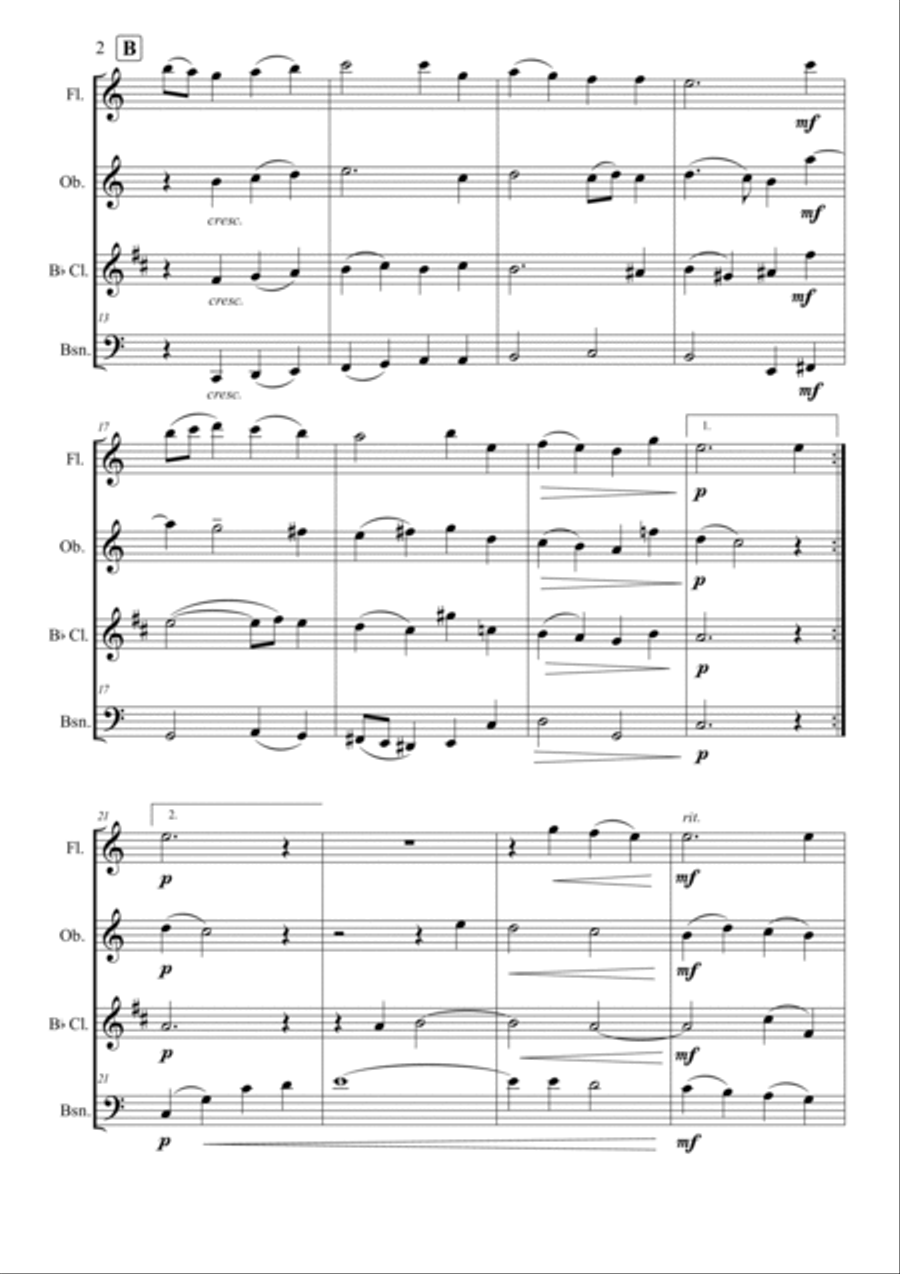 O Sacred Head, Surrounded Woodwind Quartet scores gallery preview page 2