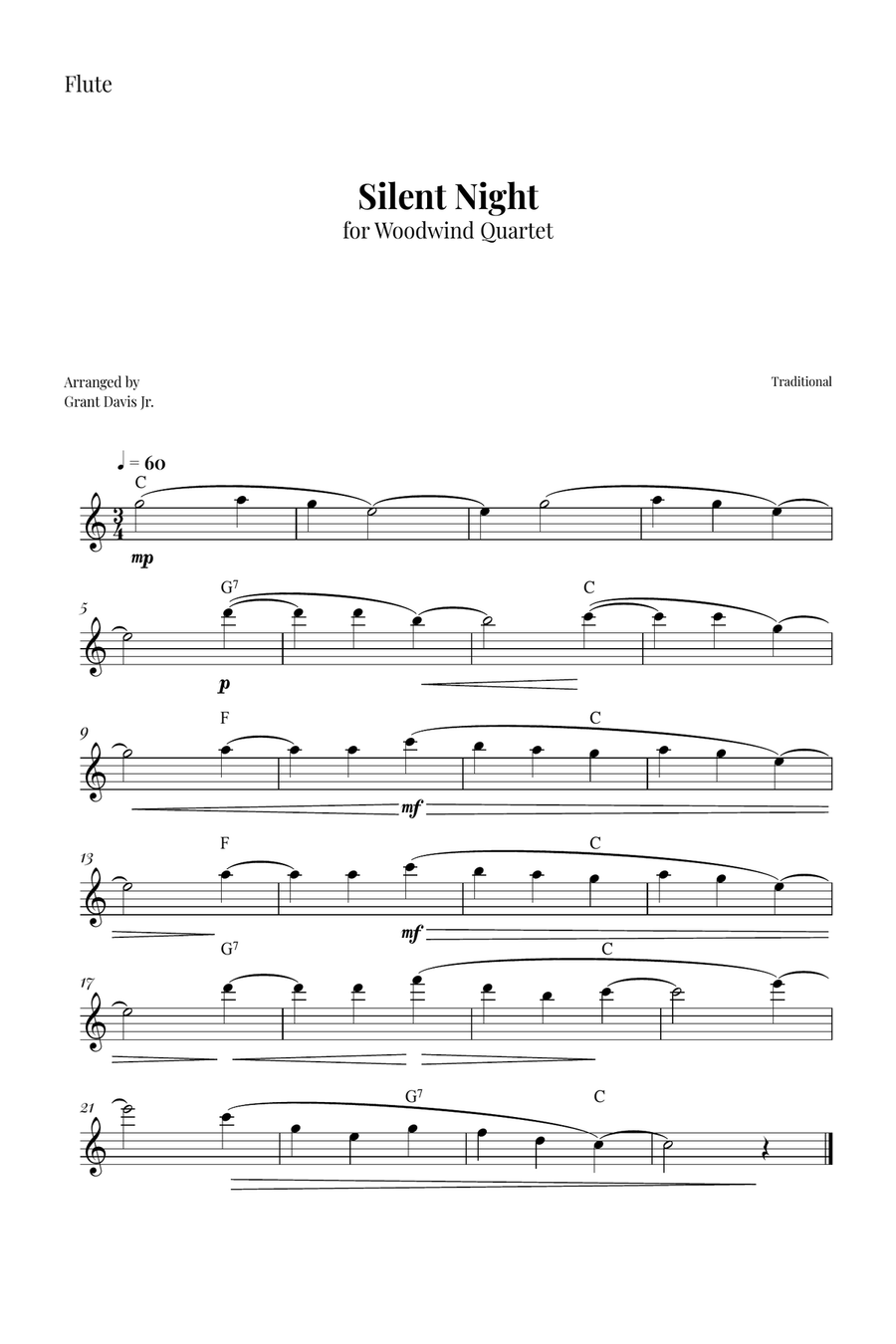Silent Night Woodwind Quartet scores gallery preview page 4