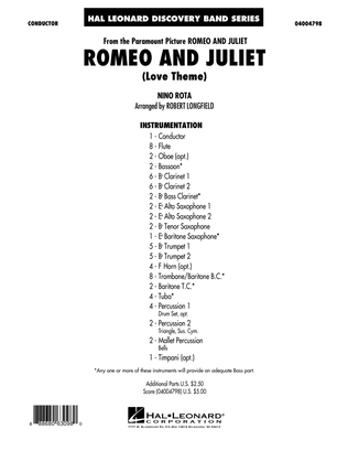 Book cover for Romeo and Juliet (Love Theme) - Conductor Score (Full Score)