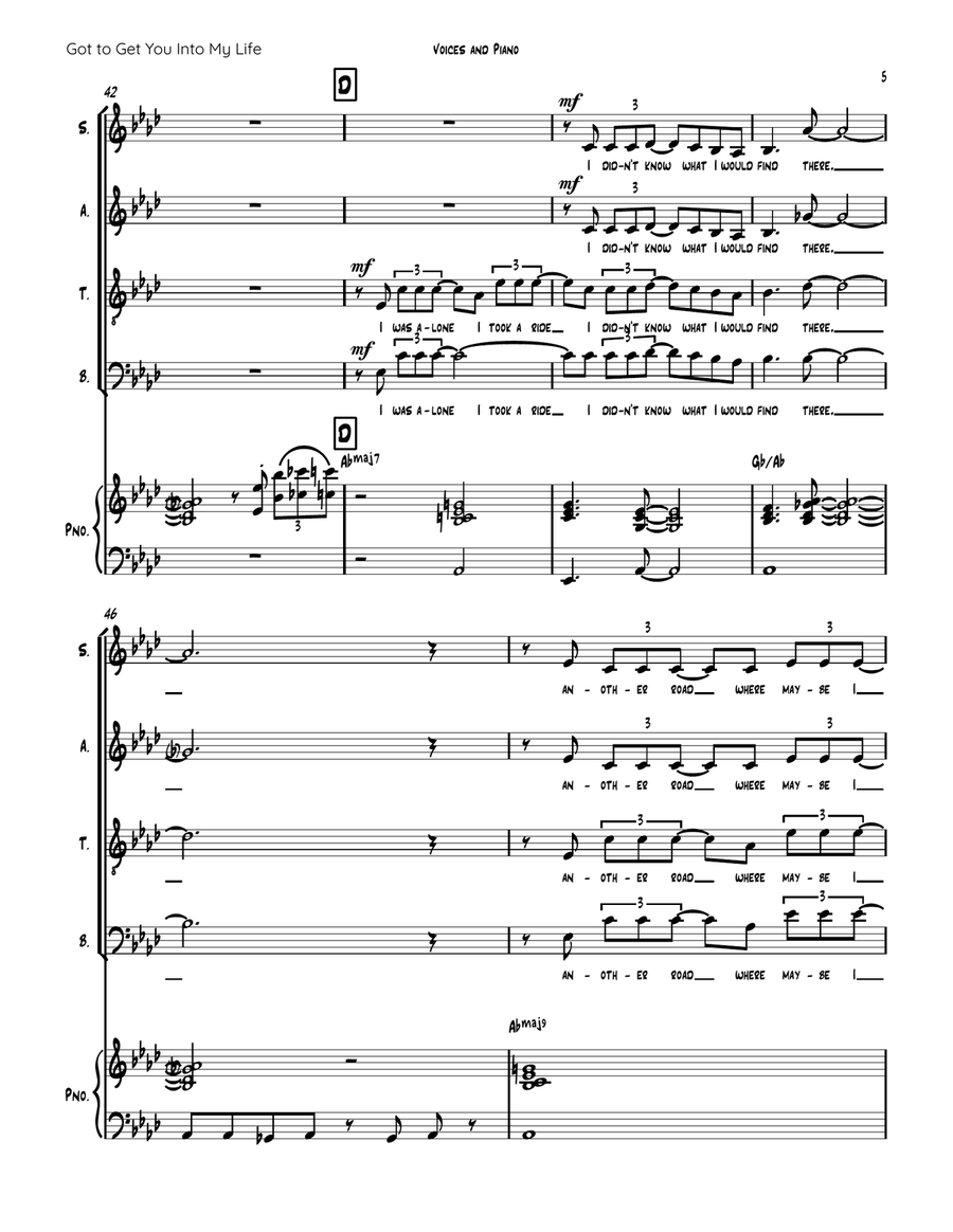 Got To Get You Into My Life 4-Part scores gallery preview page 5