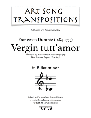 Book cover for DURANTE: Vergin tutt'amor (transposed to B-flat minor)