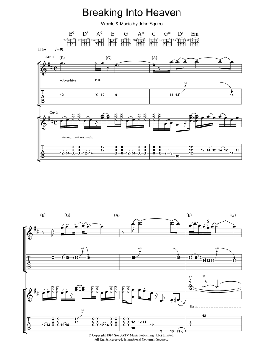 Breaking Into Heaven Guitar Tablature scores gallery preview page 1