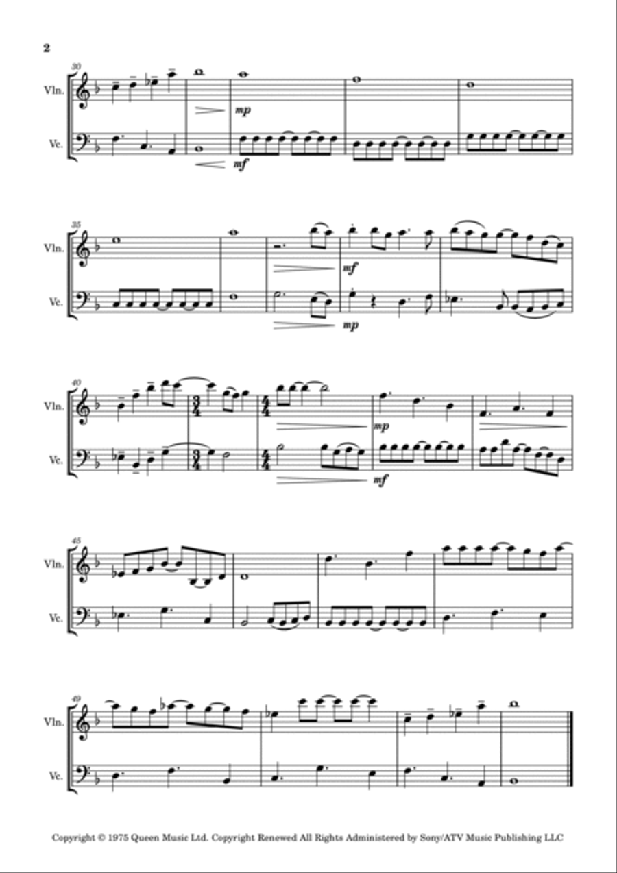 Love Of My Life String Duet scores gallery preview page 2