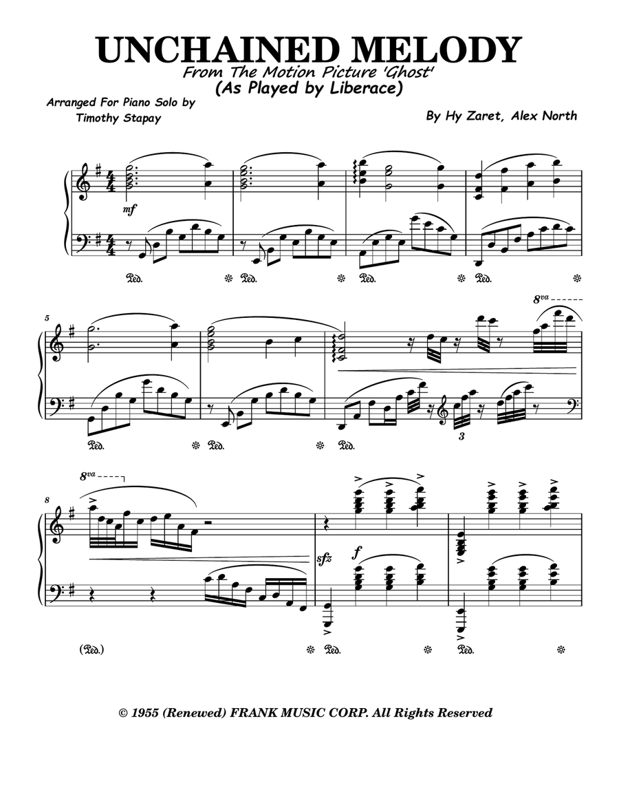 Unchained Melody Piano Solo scores gallery preview page 1