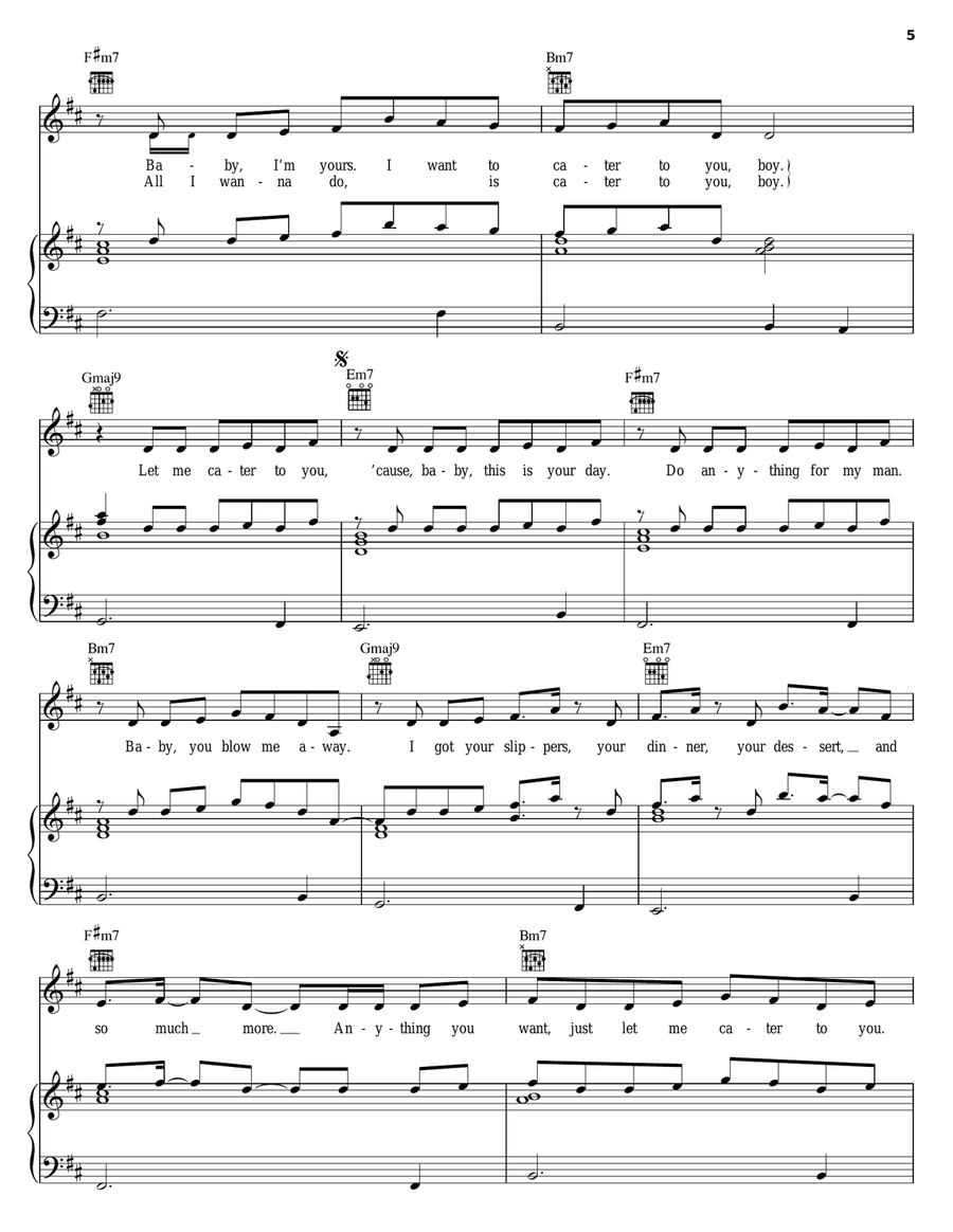 Cater 2 U Cater 2 U Piano, Vocal, Guitar scores gallery preview page 5