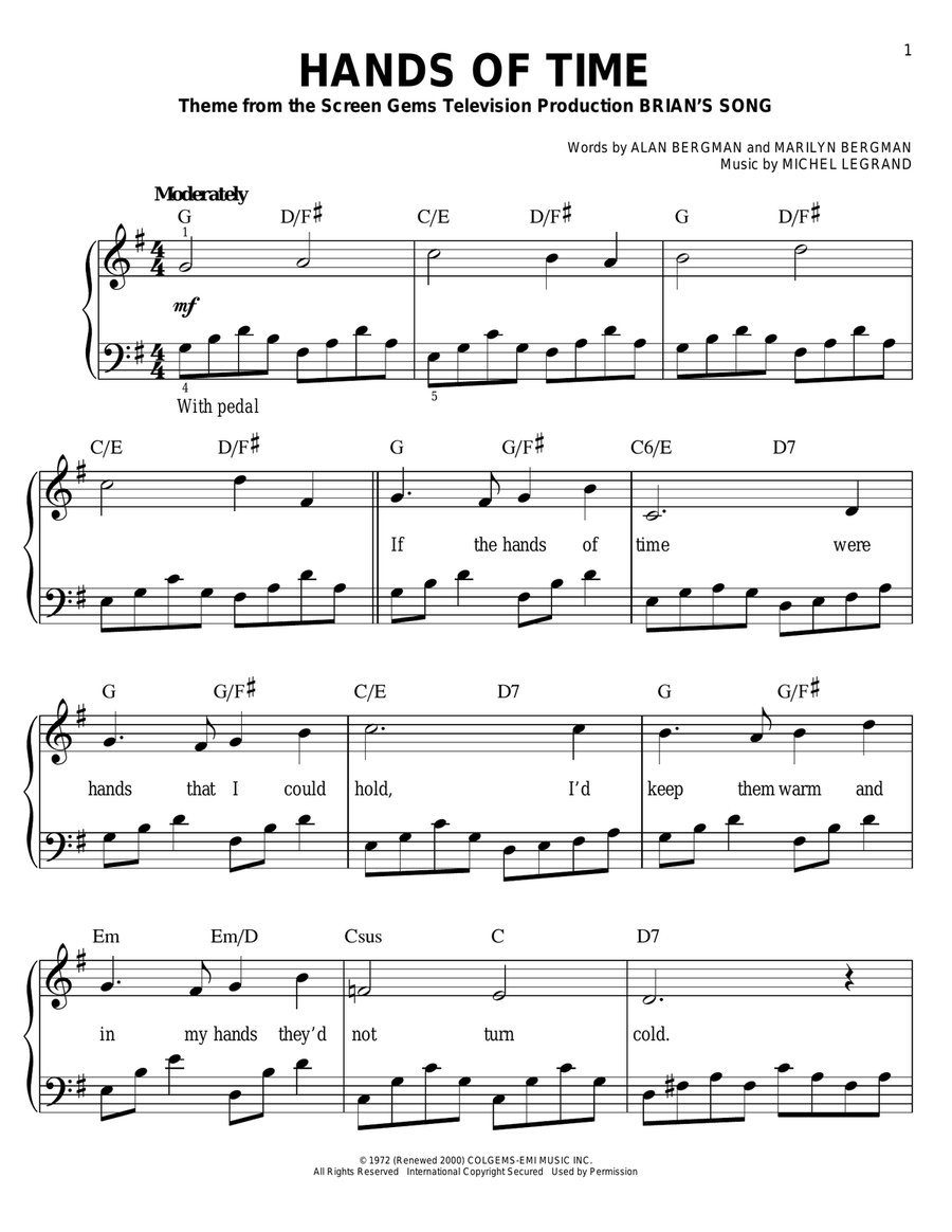 Hands Of Time Easy Piano scores gallery preview page 1