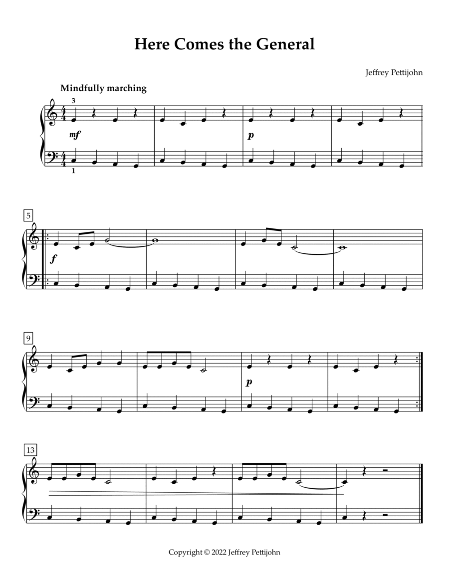 Here Comes the General Easy Piano scores gallery preview page 1